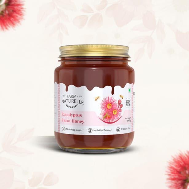 Eucalyptus Flower Wild Forest (Jungle) Honey|100% Pure Honey| Raw & Unfiltered|Unprocessed|Lab Tested Honey In Glass Jar with Engraved Virgin Wooden Spoon|Antioxidant, Anti-inflammatory Honey - Farm Naturelle