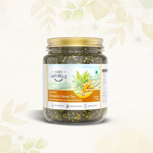 Turmeric green tea Acts as Immunity Booster and Anti Inflammatory | Natural Ingredient Infused - Not Artificially Flavoured | Long Leaf Loose Tea (Mountain Turmeric Tea - Farm Naturelle