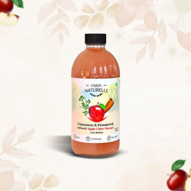 Organic Apple Cider Vinegar with Mother and Infused Cinnamon & Fenugreek - Farm Naturelle