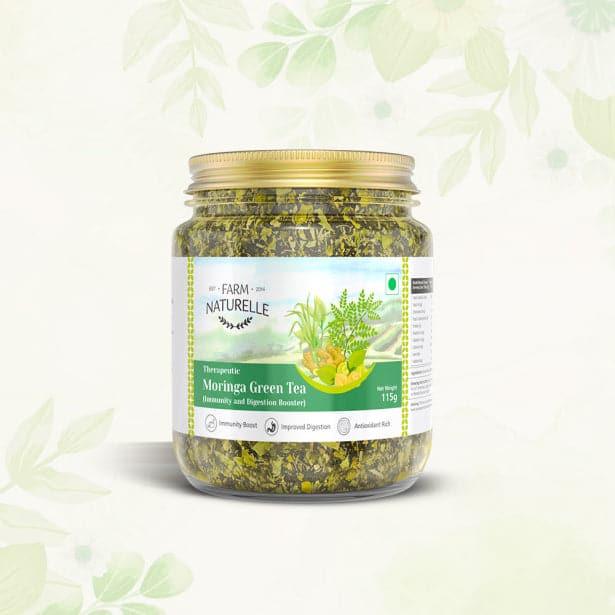 Moringa Green tea -Acts as Immunity Booster and Anti Inflammatory | Natural Ingredient Infused - Not Artificially Flavoured | Long Leaf - Farm Naturelle