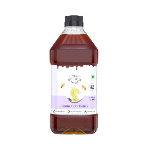 Jamun Flower Wild Forest Honey | 100% Pure Honey Extra and a Wooden Spoon| Raw Natural Unprocessed Honey - Un-heated Honey | Lab Tested Honey - Farm Naturelle