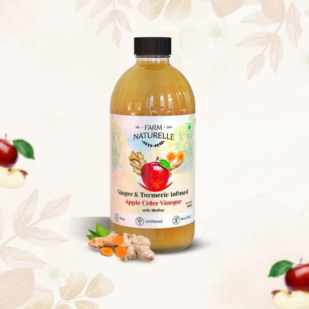 Organic Apple Cider Vinegar with Mother and Apple Cider Infused Ginger and Turmeric - Farm Naturelle
