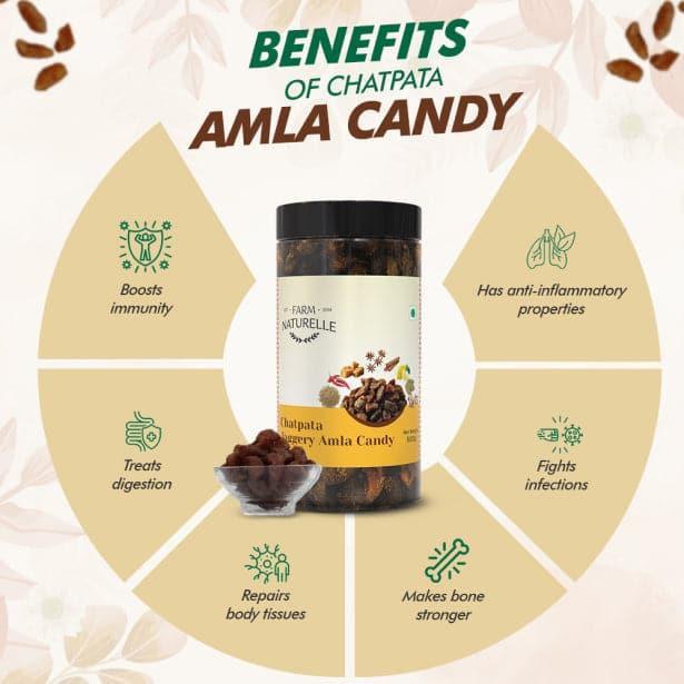 Dried Dry Jaggery Chatpata Amla Candy (Indian Gooseberry)| Export Quality Amla | No Preservative | No Artificial Colour Used - Farm Naturelle