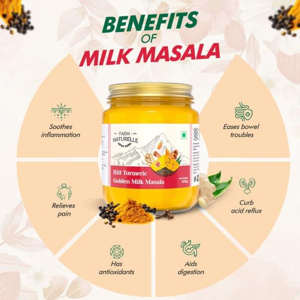 Golden Milk Masala Himalayan Turmeric latte Powder with Natural & Immunizing Spice Blend Himalayan Turmeric, Almonds, Cinnamon, Ginger , Cloves , Ashwagandha & Ground Balck Pepper - Farm Naturelle