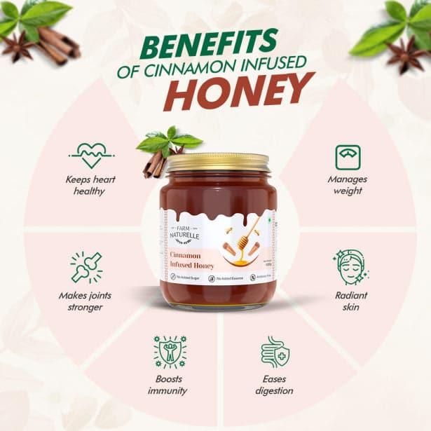 Cinnamon Flower Wild Forest Honey |And a Wooden Spoon | 100% Pure & Natural Ingredients Made Delicious Honey | No Artificial Color | No Added Sugar | Lab Tested Cinnamon Honey - Farm Naturelle