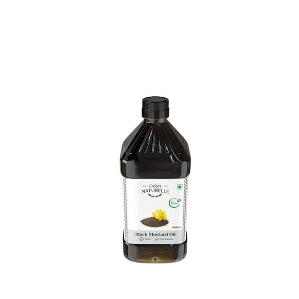 Organic Cold Pressed Black Mustard Oil for Cooking | Good for heart health | Pure Oil For Roasting, Frying, Baking All type of Cuisines - Farm Naturelle