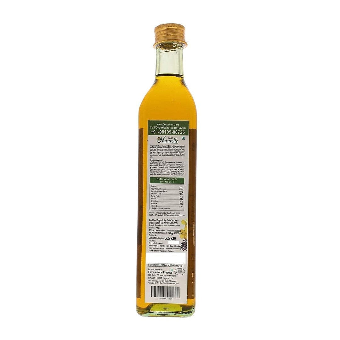 Farm Naturelle - Wood Pressed Black Mustard Oil in GLASS bottle 500ml| Mustard Oil for Cooking