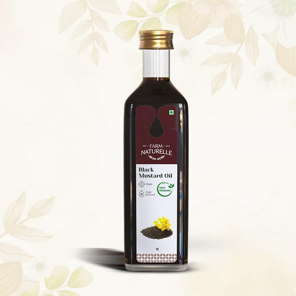 Farm Naturelle - Organic Wood Pressed Black Mustard Oil in Pet bottle in 1000ml| Mustard Oil for Cooking
