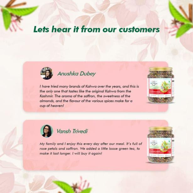 Kashmiri Kahwa Green Tea Blended with Saffron, Almonds, Spices -100% Natural Ingredients - Farm Naturelle