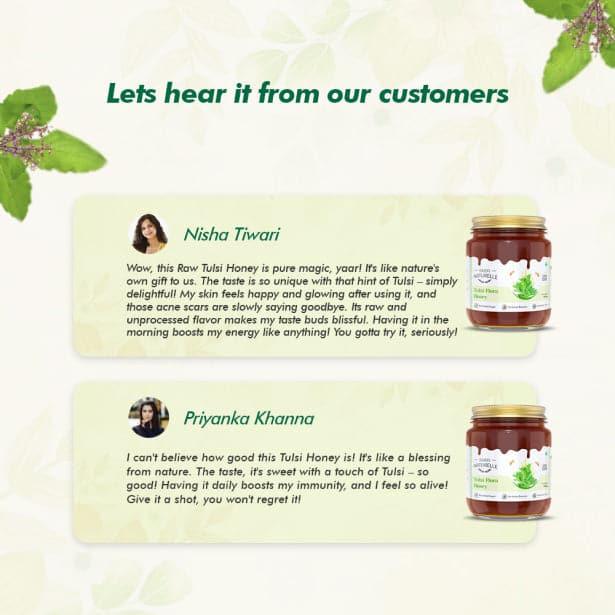 Vana Tulsi Honey Forest Flower Honey|Extra and a Wooden Spoon|100% Natural Ayurved Raw| Natural Unfiltered| Lab Tested Honey - Farm Naturelle
