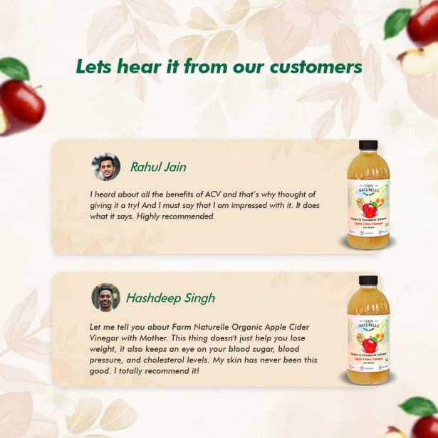 Organic Apple Cider Vinegar with Mother and Apple Cider Infused Ginger and Turmeric - Farm Naturelle