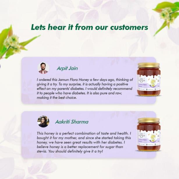Jamun Flower Wild Forest Honey | 100% Pure Honey Extra and a Wooden Spoon| Raw Natural Unprocessed Honey - Un-heated Honey | Lab Tested Honey - Farm Naturelle