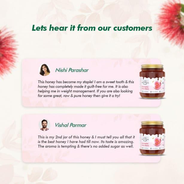 Eucalyptus Flower Wild Forest (Jungle) Honey|100% Pure Honey| Raw & Unfiltered|Unprocessed|Lab Tested Honey In Glass Jar with Engraved Virgin Wooden Spoon|Antioxidant, Anti-inflammatory Honey - Farm Naturelle