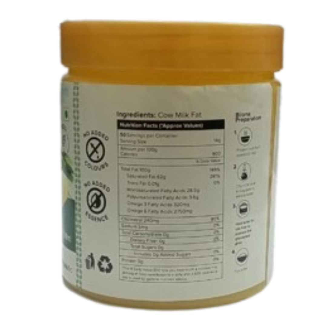 Desi Sahiwal Cow A2 Bilona Ghee (Pet Jar) - Grass-Fed Bilona Method, Grainy and Aromatic