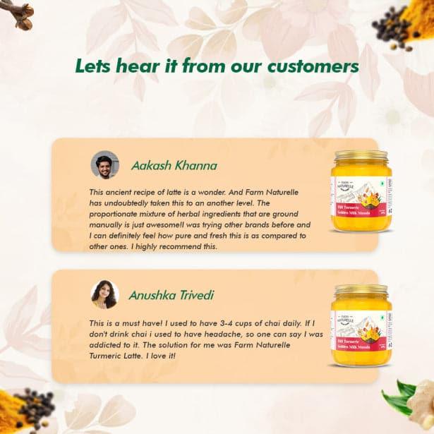 Golden Milk Masala Himalayan Turmeric latte Powder with Natural & Immunizing Spice Blend Himalayan Turmeric, Almonds, Cinnamon, Ginger , Cloves , Ashwagandha & Ground Balck Pepper - Farm Naturelle