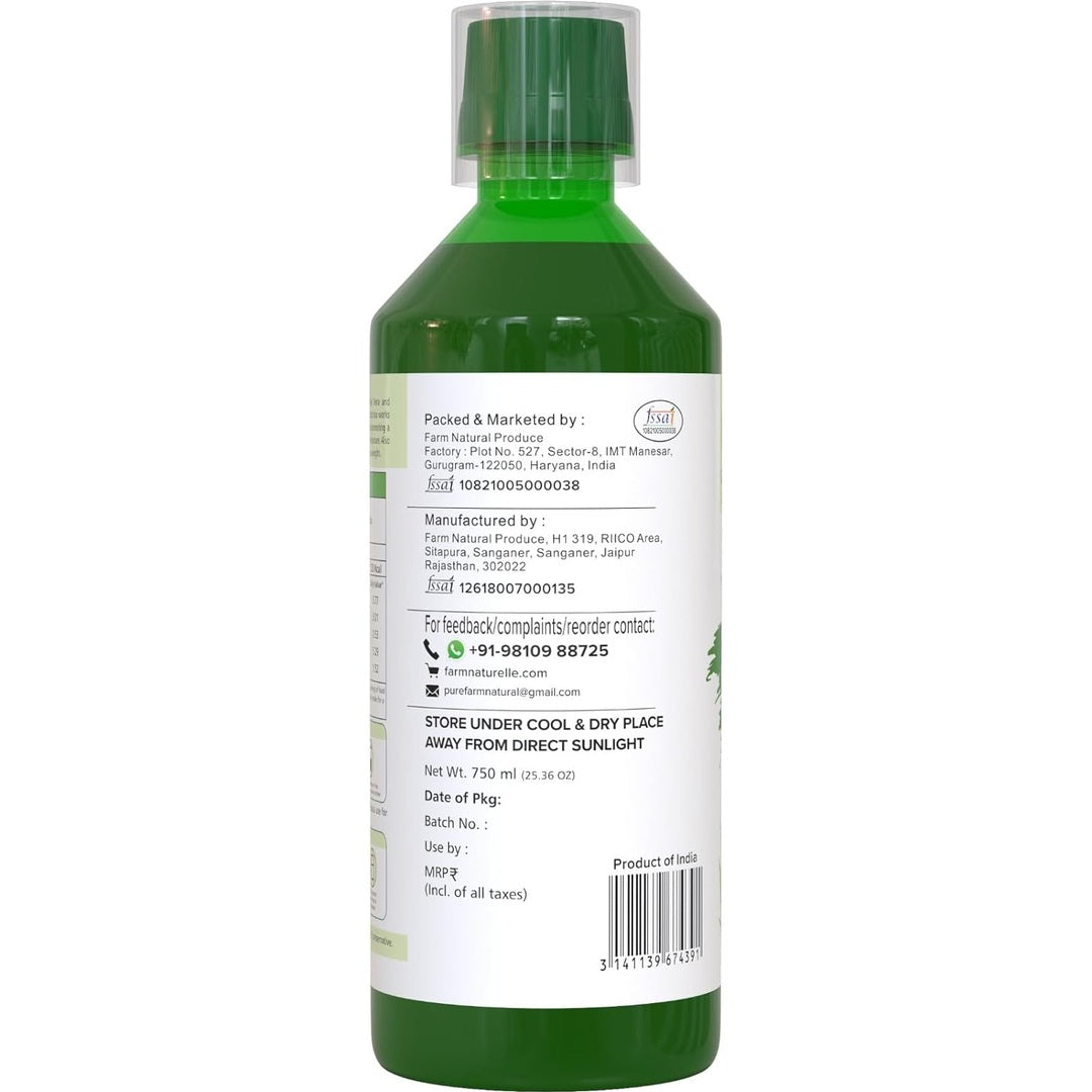 Farm Naturelle - Aloe Vera Wheatgrass Juice 750ml X 1 | Combines Aloe Vera Benefits with Wheatgrass Goodness | Supports Digestive Health | 60 Day's Pack (15 Days Pack)