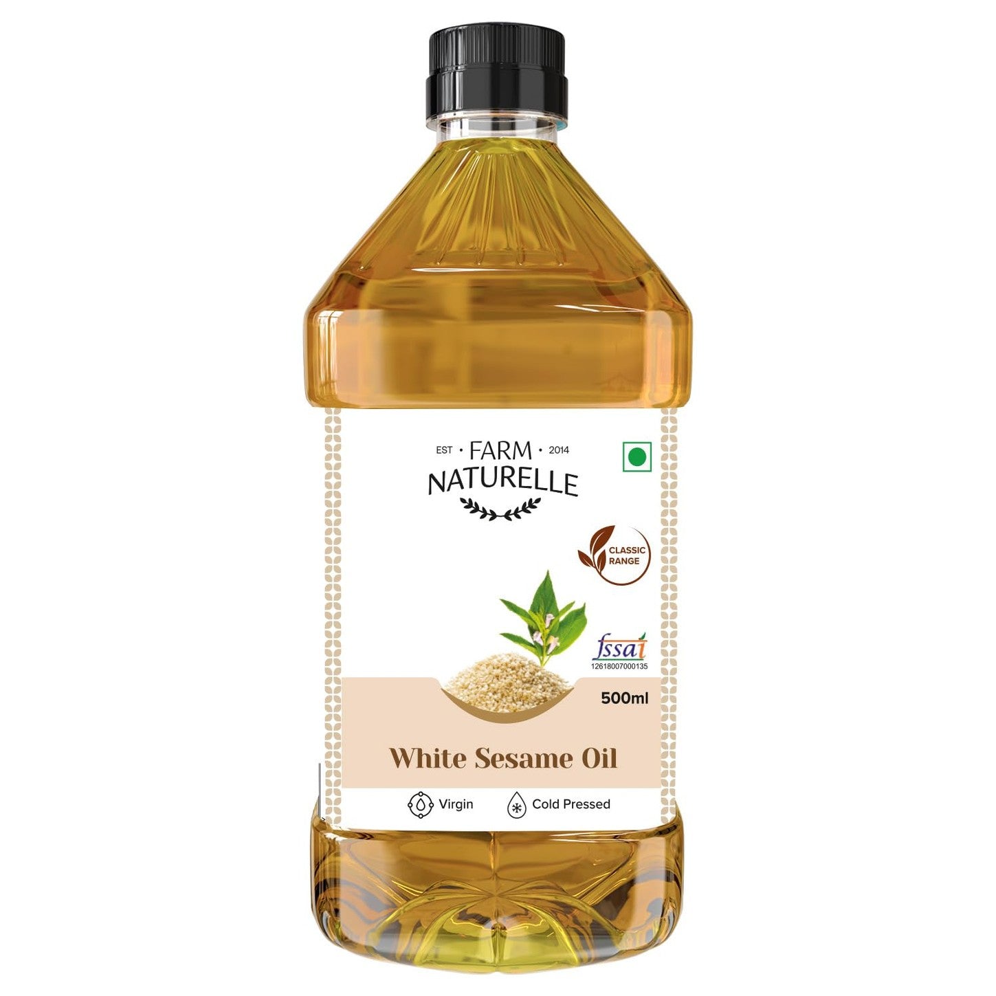 Farm Naturelle - 5L Virgin Cold Pressed Sesame/Gingelly Oil | Virgin, Chekku/Ghani Cooking Oil | 5 LTR | Rich Aroma & Flavour of Pure Sesame Seeds | For Daily Cooking & Multipurpose Usage | Unique Variety of Seeds