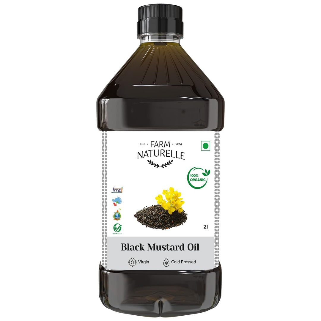 Farm Naturelle - Organic Wood Pressed Black Mustard Oil in Pet bottle in 1000ml| Mustard Oil for Cooking