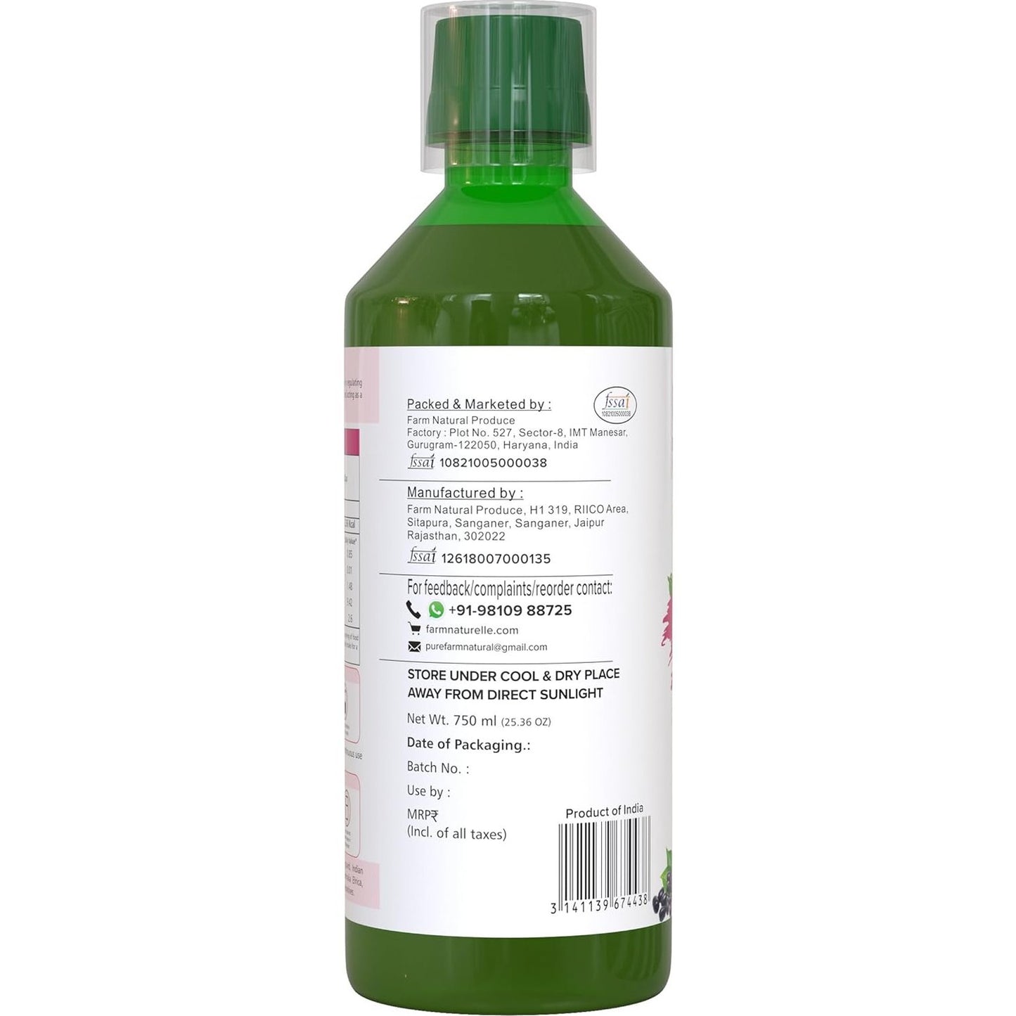 Farm Naturelle - Diabetic Juice 750ml | Manage Blood Sugar Levels | Regulates Insulin Response |15 Day's Pack