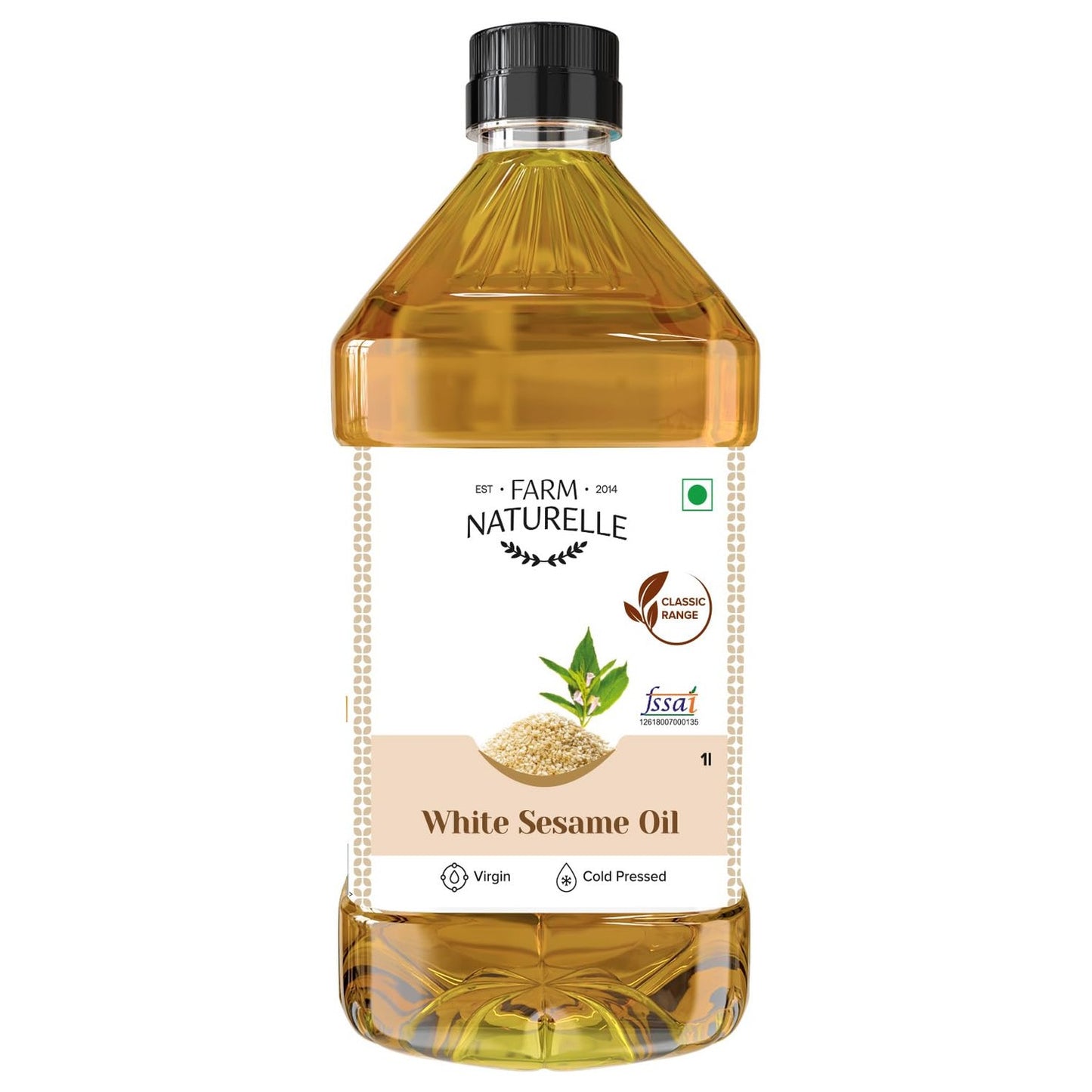 Farm Naturelle - 5L Virgin Cold Pressed Sesame/Gingelly Oil | Virgin, Chekku/Ghani Cooking Oil | 5 LTR | Rich Aroma & Flavour of Pure Sesame Seeds | For Daily Cooking & Multipurpose Usage | Unique Variety of Seeds