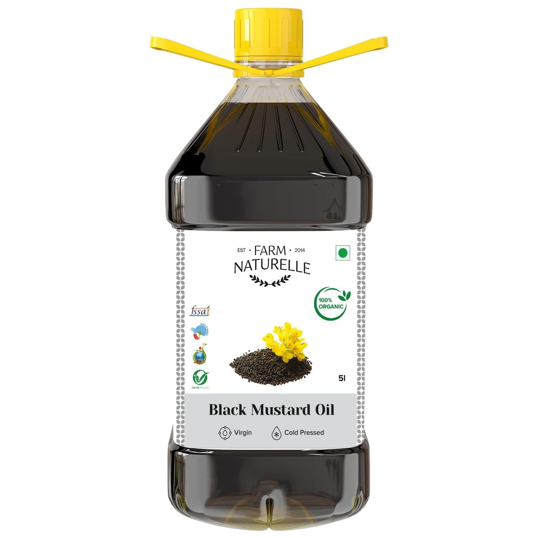 Farm Naturelle - Organic Wood Pressed Black Mustard Oil in Pet bottle in 1000ml| Mustard Oil for Cooking