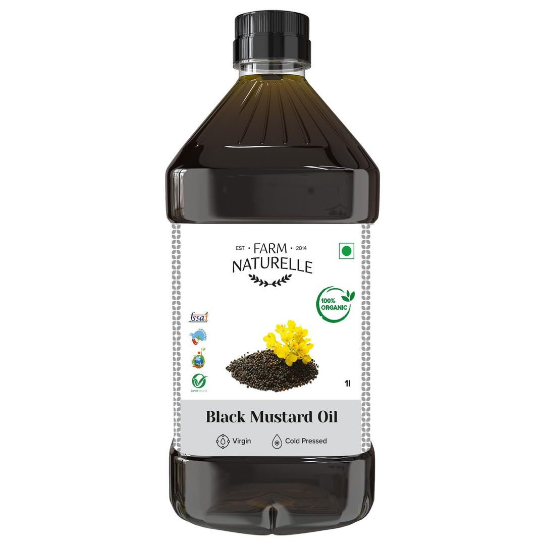 Farm Naturelle - Organic Wood Pressed Black Mustard Oil in Pet bottle in 1000ml| Mustard Oil for Cooking