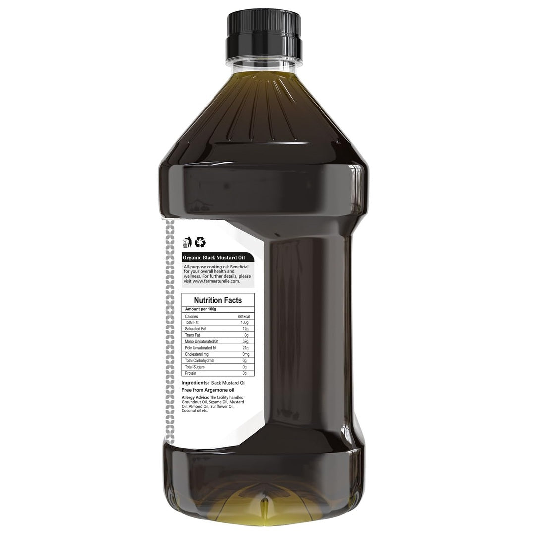 Farm Naturelle - Organic Wood Pressed Black Mustard Oil in Pet bottle in 1000ml| Mustard Oil for Cooking