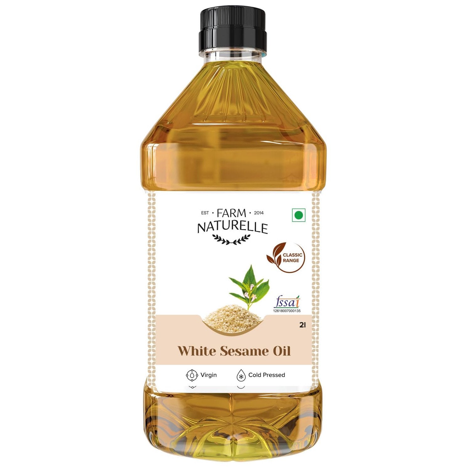 Farm Naturelle - 5L Virgin Cold Pressed Sesame/Gingelly Oil | Virgin, Chekku/Ghani Cooking Oil | 5 LTR | Rich Aroma & Flavour of Pure Sesame Seeds | For Daily Cooking & Multipurpose Usage | Unique Variety of Seeds