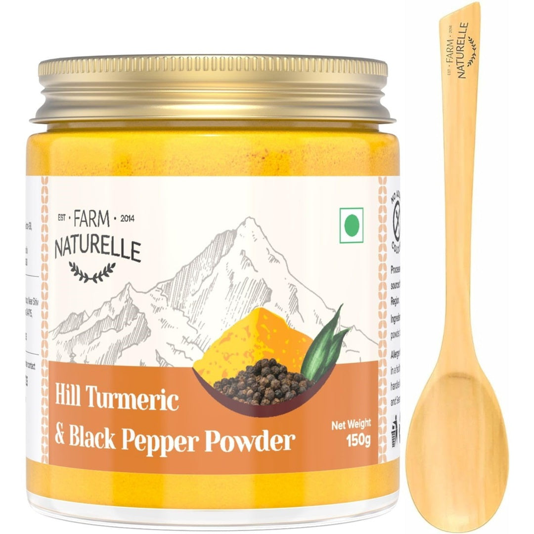 Farm Naturelle Pure Himalayan Turmeric with Black Pepper Powder 150g for enhanced health benefits