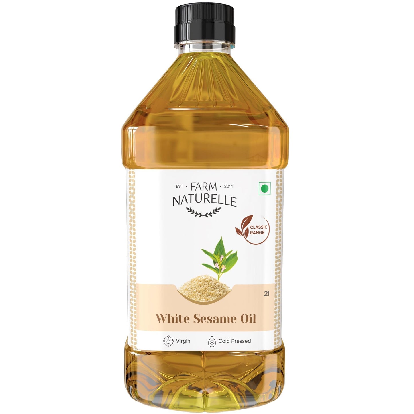 Farm Naturelle - 5L Virgin Cold Pressed Sesame/Gingelly Oil | Virgin, Chekku/Ghani Cooking Oil | 5 LTR | Rich Aroma & Flavour of Pure Sesame Seeds | For Daily Cooking & Multipurpose Usage | Unique Variety of Seeds