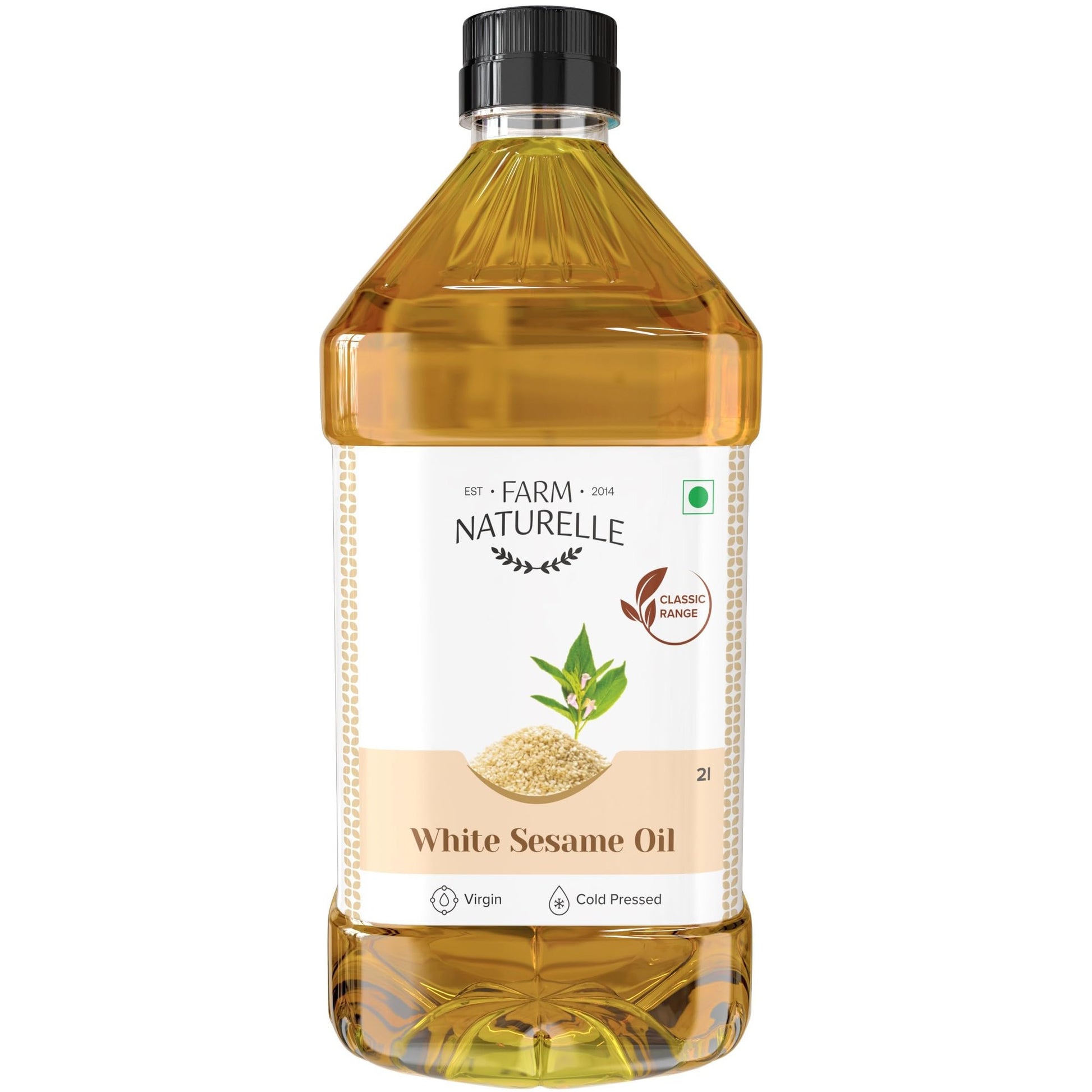 Farm Naturelle - 5L Virgin Cold Pressed Sesame/Gingelly Oil | Virgin, Chekku/Ghani Cooking Oil | 5 LTR | Rich Aroma & Flavour of Pure Sesame Seeds | For Daily Cooking & Multipurpose Usage | Unique Variety of Seeds