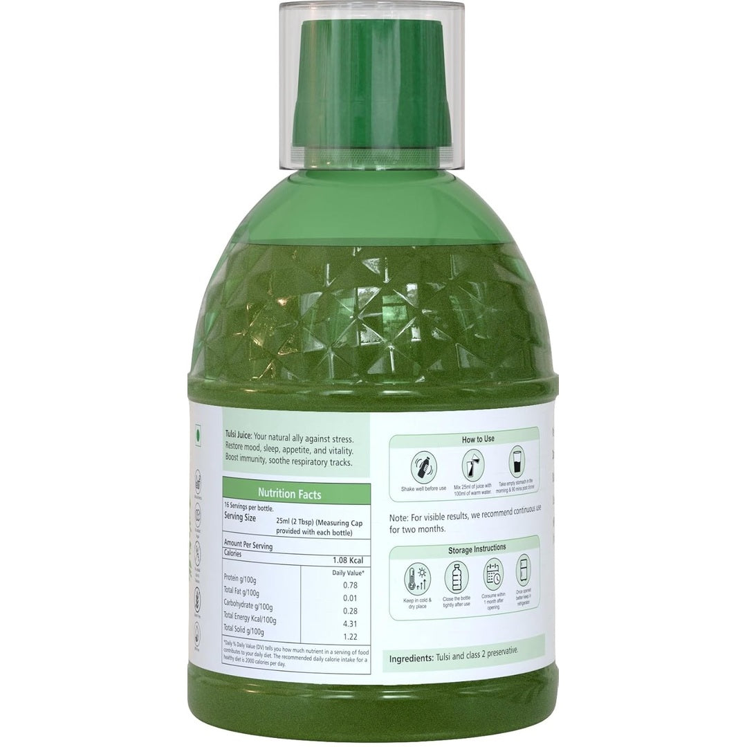Farm Naturelle- Most Effective Tulsi Juice (400Ml)-The Finest Tulsi Juice-Herbal Basil and Cinnamon Honey 55g x 1