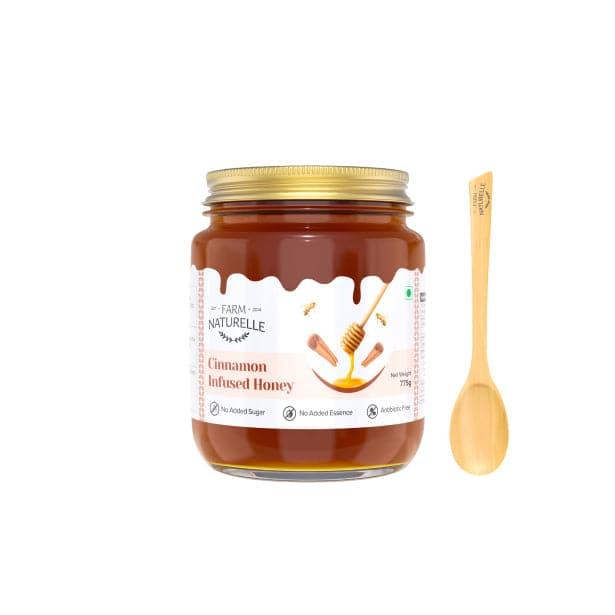 Cinnamon Flower Wild Forest Honey |And a Wooden Spoon | 100% Pure & Natural Ingredients Made Delicious Honey | No Artificial Color | No Added Sugar | Lab Tested Cinnamon Honey - Farm Naturelle