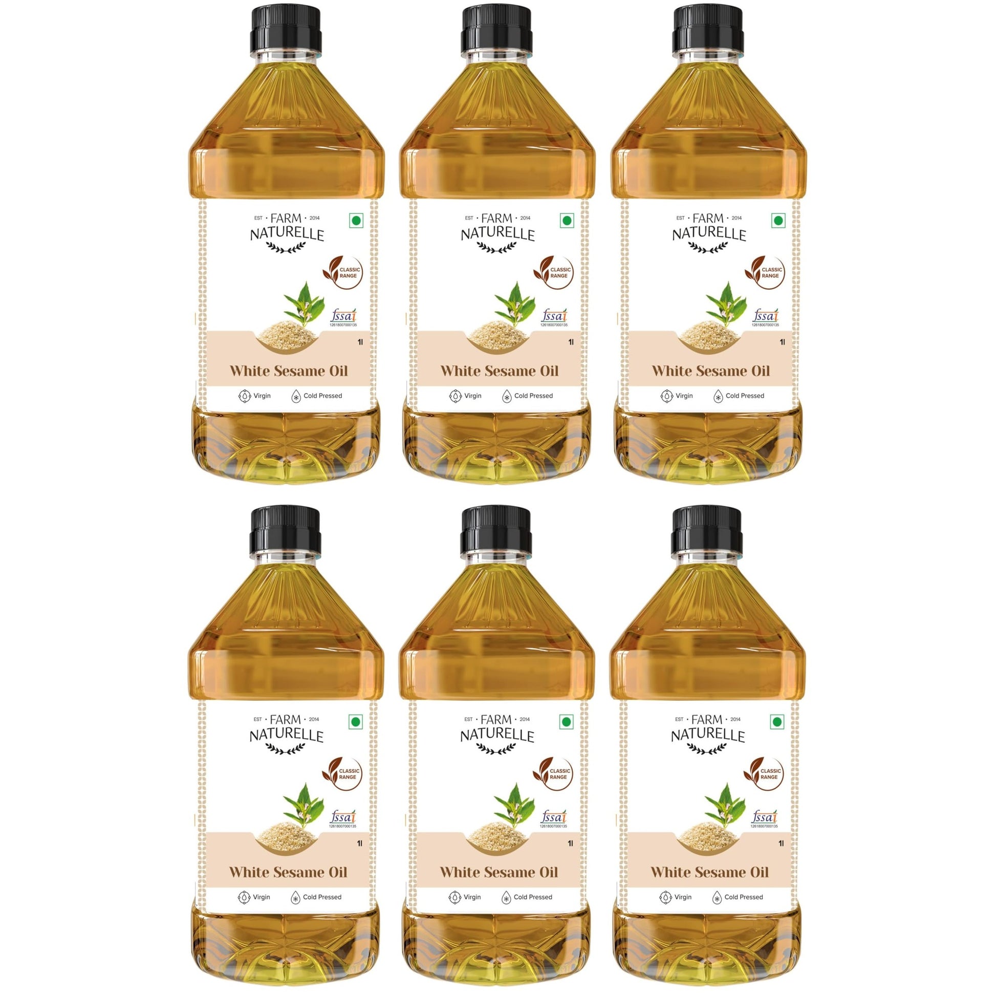 Farm Naturelle - 5L Virgin Cold Pressed Sesame/Gingelly Oil | Virgin, Chekku/Ghani Cooking Oil | 5 LTR | Rich Aroma & Flavour of Pure Sesame Seeds | For Daily Cooking & Multipurpose Usage | Unique Variety of Seeds