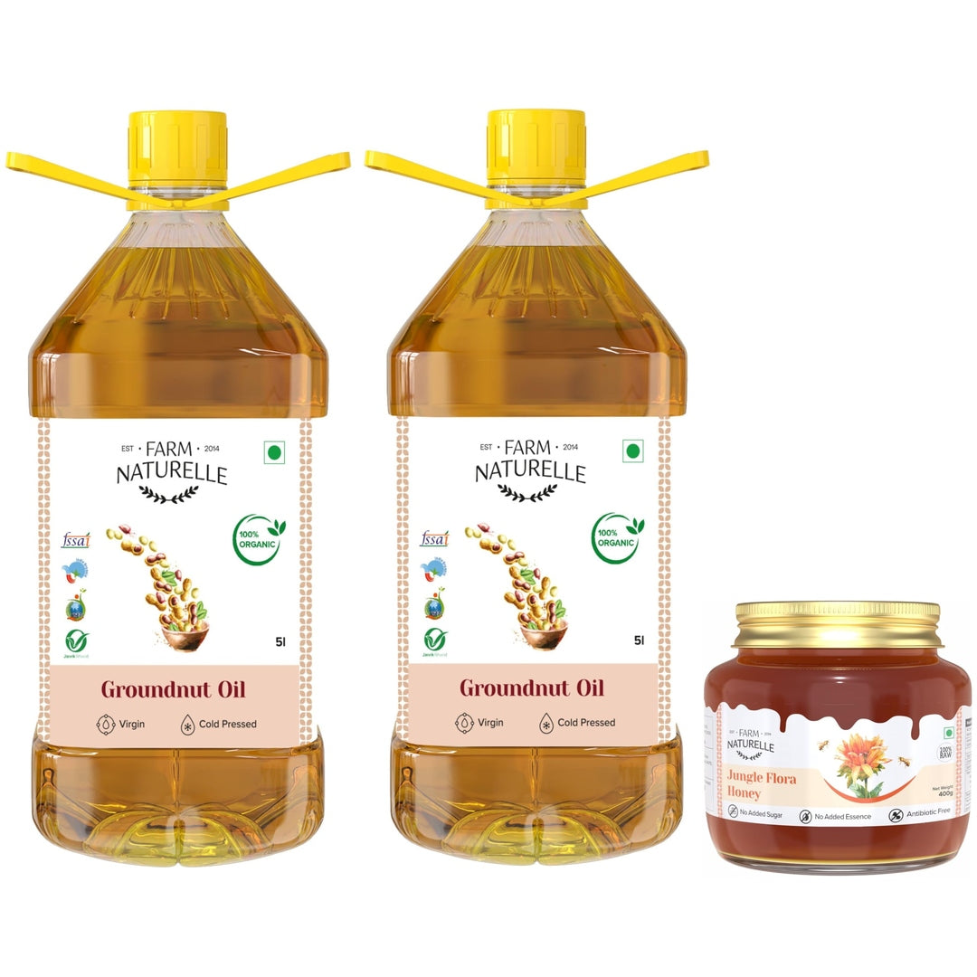 Farm Naturelle Cold Pressed Sunflower Oil 5L | Kolhu/Chekku | Extracted on Wooden Churner | Healthy Cooking Oil | Chemical-Free | Sunflower Oil for Cooking 5 Ltr
