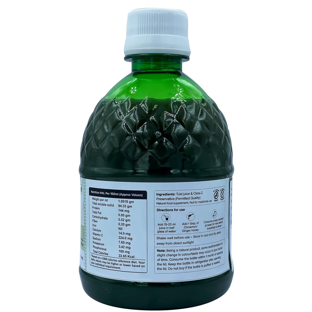 Farm Naturelle- Most Effective Tulsi Juice (400Ml)-The Finest Tulsi Juice-Herbal Basil and Cinnamon Honey 55g x 1