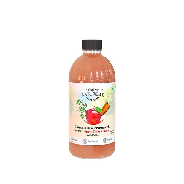 Organic Apple Cider Vinegar with Mother and Infused Cinnamon & Fenugreek - Farm Naturelle