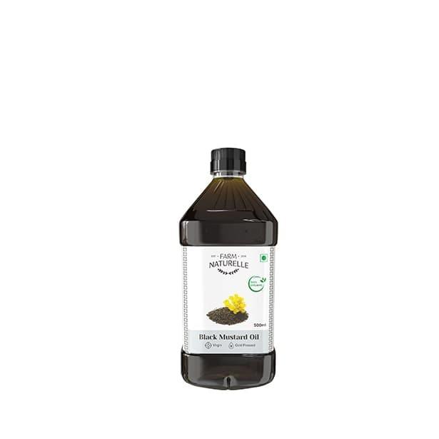 Organic Cold Pressed Black Mustard Oil for Cooking | Good for heart health | Pure Oil For Roasting, Frying, Baking All type of Cuisines - Farm Naturelle