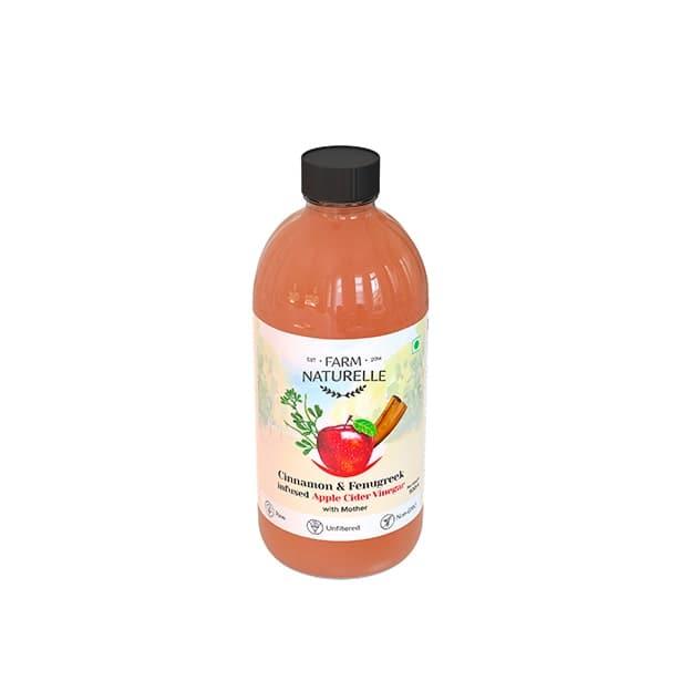 Organic Apple Cider Vinegar with Mother and Infused Cinnamon & Fenugreek - Farm Naturelle