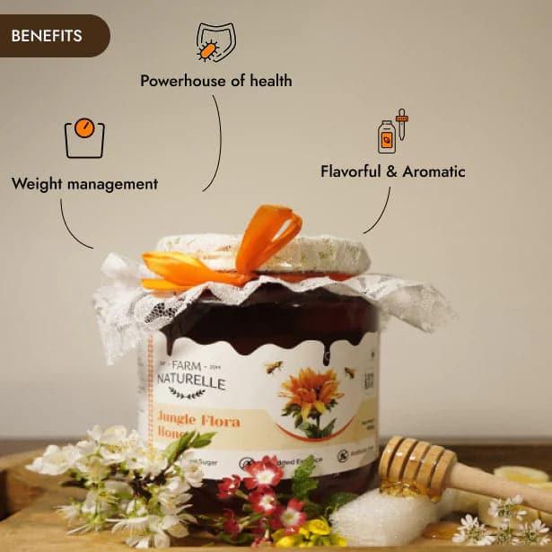 Jungle Flower Wild Forest |100% Pure Honey |and a Wooden Spoon Raw Natural Unprocessed Jungle Honey | Forest Flowers Honey - Farm Naturelle