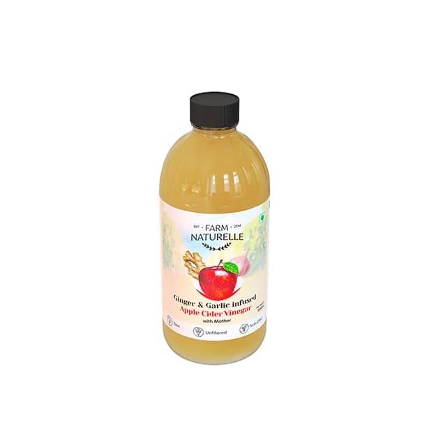 Organic Apple Cider Vinegar with Mother and Infused Ginger & Garlic - Farm Naturelle