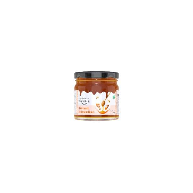 Pure Turmeric Infused in Forest Honey | Raw Unprocessed Delicious and Ant-oxidant Honey |And a Wooden Spoon | 100% Pure & Natural Ingredients Honey - Farm Naturelle