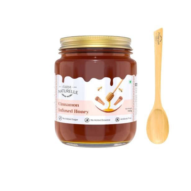 Cinnamon Flower Wild Forest Honey |And a Wooden Spoon | 100% Pure & Natural Ingredients Made Delicious Honey | No Artificial Color | No Added Sugar | Lab Tested Cinnamon Honey - Farm Naturelle