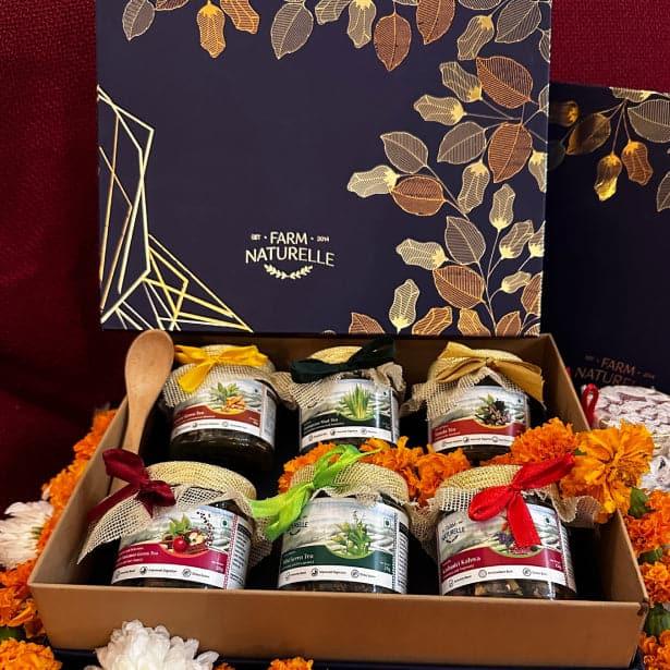 Blue Foliage Box with Dipper/ Spoon and pepper bag - Farm Naturelle