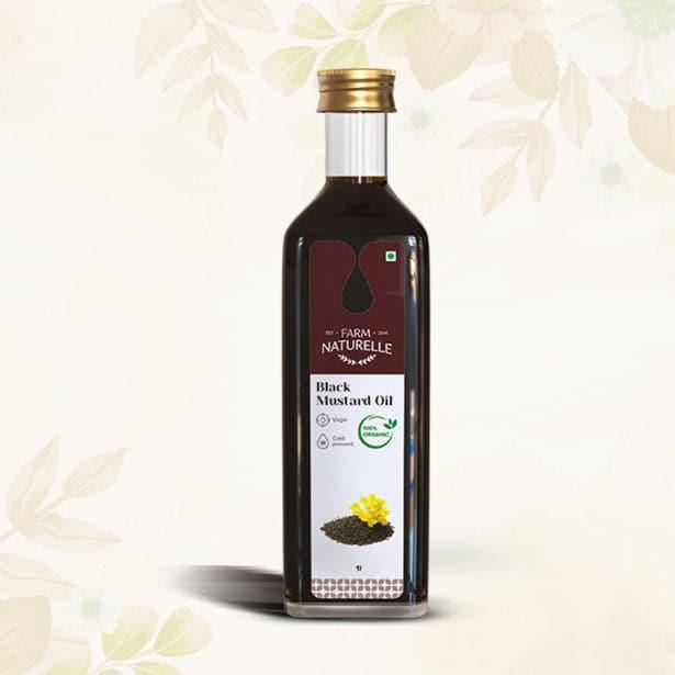 Organic Cold Pressed Black Mustard Oil for Cooking | Good for heart health | Pure Oil For Roasting, Frying, Baking All type of Cuisines - Farm Naturelle