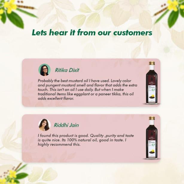Organic Cold Pressed Black Mustard Oil for Cooking | Good for heart health | Pure Oil For Roasting, Frying, Baking All type of Cuisines - Farm Naturelle