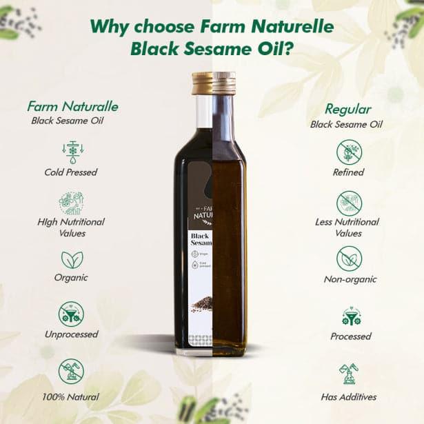 Organic Virgin Cold Pressed Black Sesame Seed/Til/Gingelly Cooking Oil - Farm Naturelle