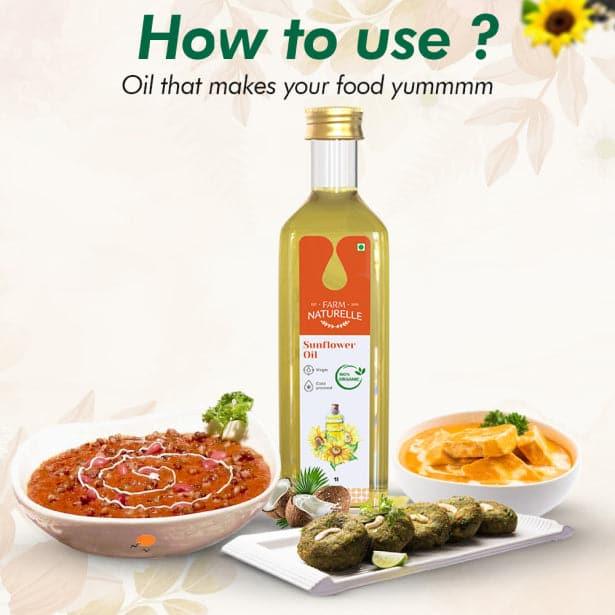 Organic Sunflower Oil (Sun Flower)-Finest Certified Organic Cooking Oil- Virgin Cold Pressed (Kachi Ghani) - Farm Naturelle
