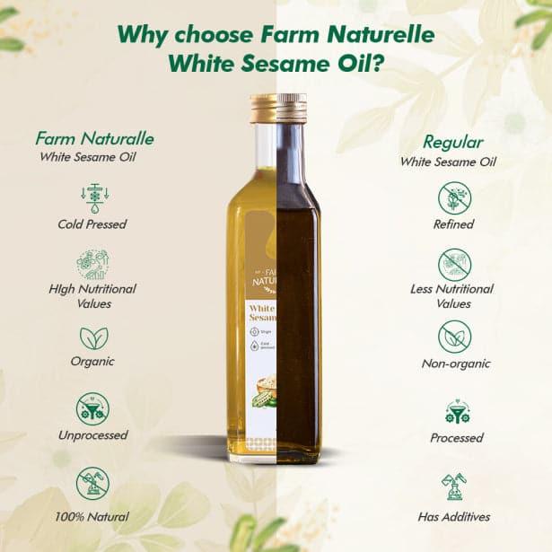 Virgin Cold Pressed White Sesame Seed Cooking Oil - Farm Naturelle