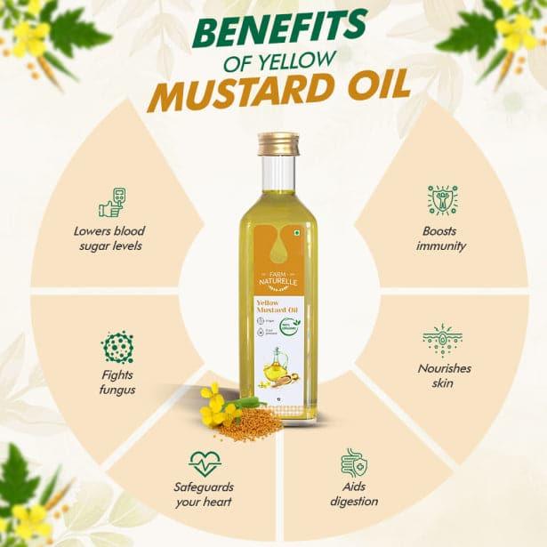100% Pure Natural Virgin Cold Pressed Yellow Mustard Seed Cooking Oil - Farm Naturelle